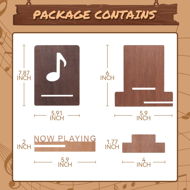 Now Playing Vinyl Record Stand, Now Playing Holder with 3D Design，Wood Record Shelf，Vinyl Holder, Retro Vinyl Record Display in Musical Note Design，Now Playing Record Holder Nowplaying