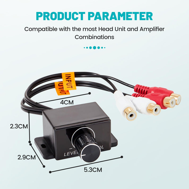[AUSTRALIA] - Universal Car Amplifier RCA Level Controller, Car Audio Bass Control Knob, Sub Amp Volume Control Cable for Car, Motorcycle, Speakers, Home Theater 