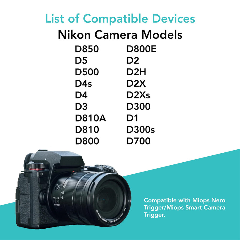 [AUSTRALIA] - Foto&Tech 2.5mm-N1 10-PIN Remote Control Shutter Release Cable Cord Compatible with Miops Trigger & Nikon Cameras D850 D5 D500 D4s D4 D3 D810A D810 D800 D800E D2 D2H D2X D2Xs D300 D1 D300s D700 Z9 Z8 2.5mm N1 