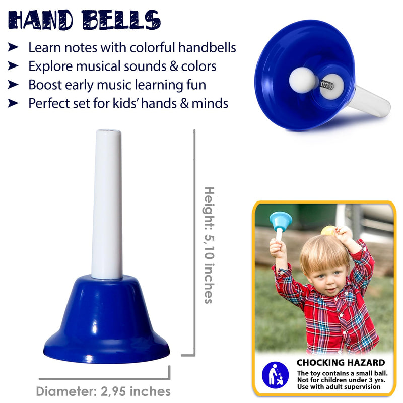 [AUSTRALIA] - MINIARTIS Hand Bells for Kids | Educational Music Toys for Toddlers 8 Notes Colorful Handbells Set | Kids Musical Instrument with 15 Songbook | Great Birthday Gift for Children 