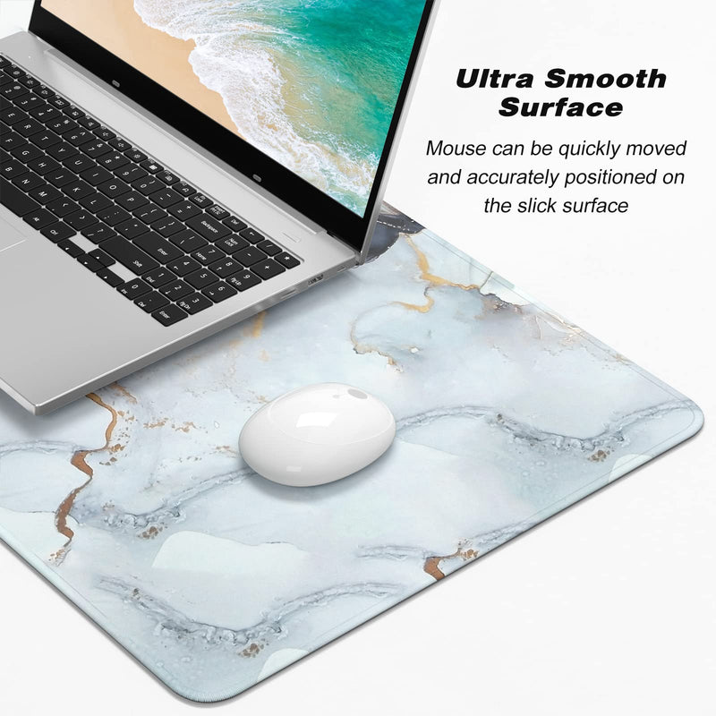 Atufsuat Extended Large Mouse Pad, XXL Gaming Desk Pad 31.5 x 15.7 Inch, Big Computer Keyboard Mousepad, Waterproof Mouse Mat with Stitched Edges and Non-Slip Base for Office Gaming, Gray Ink Marble