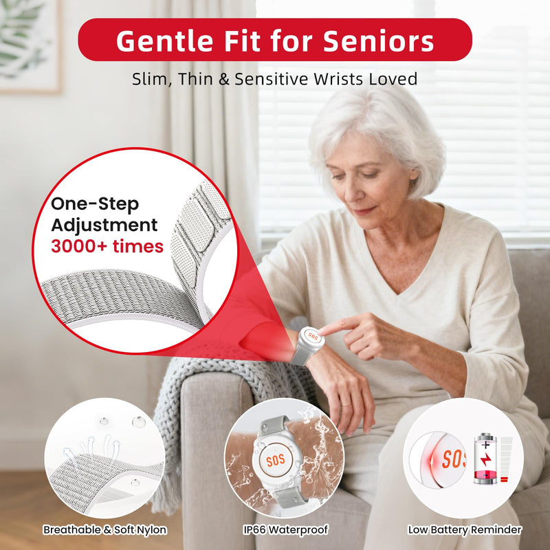 CallToU Wi-Fi Wireless Caregiver Pager Call Button for Elderly at Home , APP Emergency Alert for Seniors, Patients, and The Disabled white 3+1