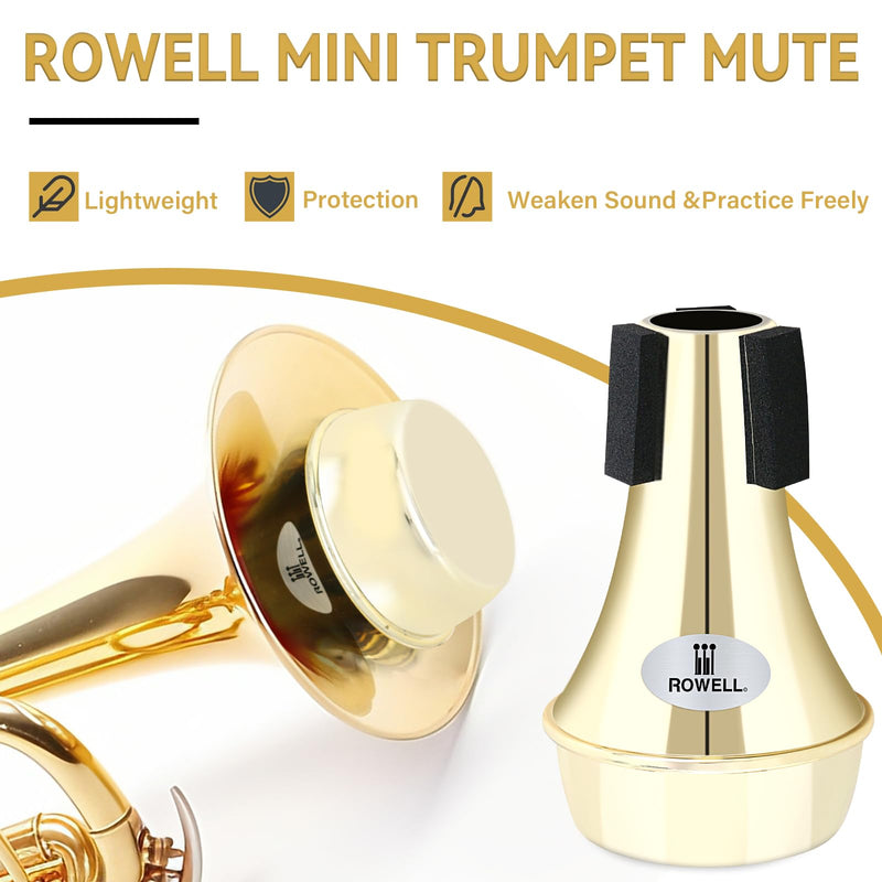 [AUSTRALIA] - ROWELL Trumpet Mute, ABS Straight Trumpet Mute,Mini Trumpet Mute Silencer,Lightweight Practice Trumpet Mute,Trumpet Acessories for Beginner.(Gold) Gold 