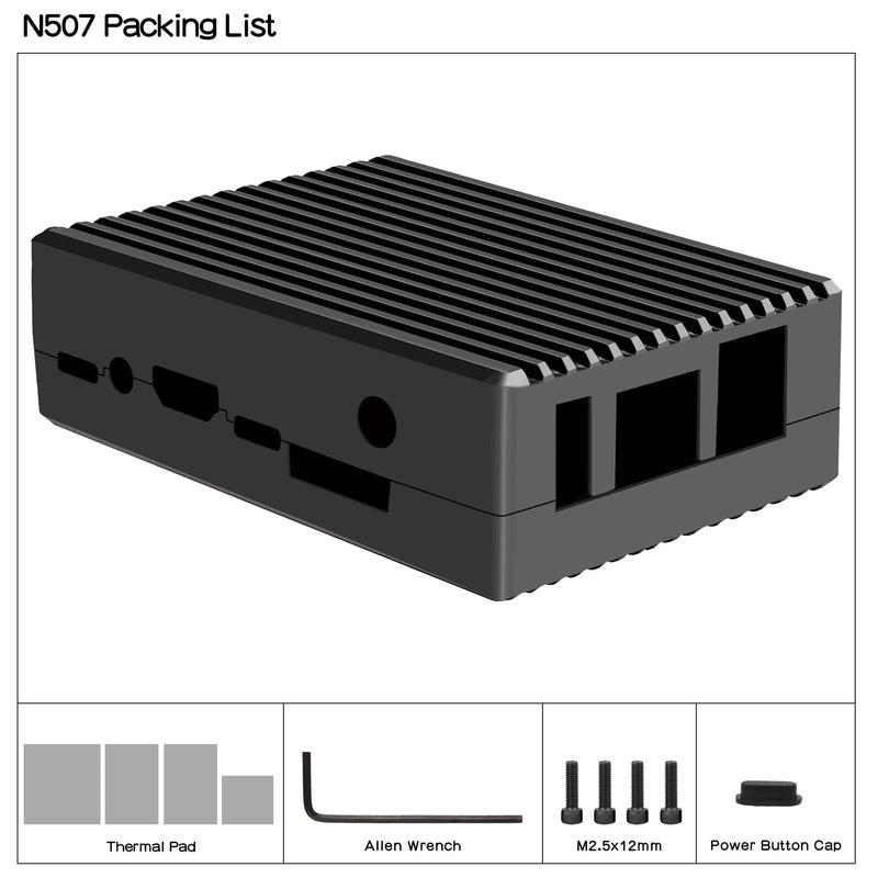 Aluminum Passive Cooling Metal Case for Orange Pi 5 / 5B (N507) | Enclosure with Thermal Pads Supports External Antenna Installation