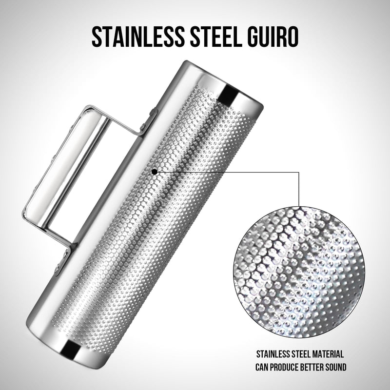 [AUSTRALIA] - Soulmate Stainless Steel 12" 4" with Scraper Guiro Professional Latin Percussion Instrument, Band Accompaniment Musical Training Tool Guiro Shaker 4''x12'' 