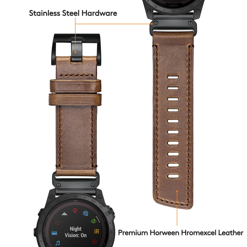 Soft Horween Leather Watch Band Compatible With Garmin, Strap For Fenix/Forerunner/Approach/MARQ/Quatix / D2 Series/Instinct/Epix/Tactix/Foretrex Natural root={'value': "26 mm / Middle (5.9'' - 8.7'')"}
