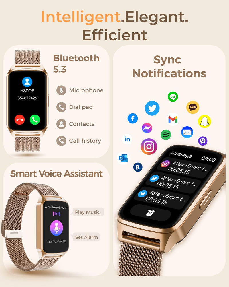 Fitness Tracker Watch for Women Men, Step Counter Work for iPhone and Android, IP68 Waterproof, Activity Track with Calorie, Sleep Monitor, 110+ Sports Modes Pedometer Smart Smartwatch (Gold, 1.57)