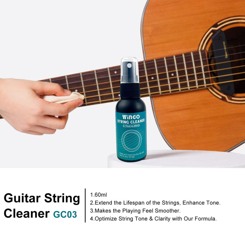 WINGO Guitar Cleaning and Care Kit, Polish and Cleaner, fretboard Lemon oil, Guitar String-cleaner, Cleaning cloth for guitar cleaning and maintenance