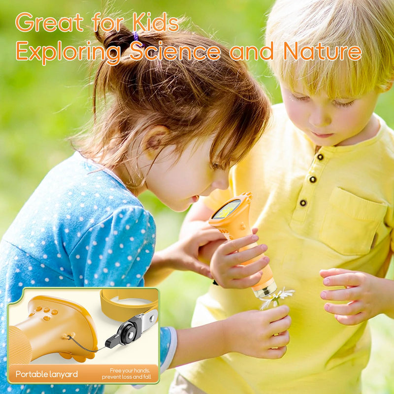 [AUSTRALIA] - Microscope for Kids, SKYBASIC 2" IPS Screen 1000X Handheld Digital Microscopes HD Pocket Portable Mini USB Microscope Camera, PC Compatible, Science Edu Fun Birthday Gifts Toys for Children Students Orange 