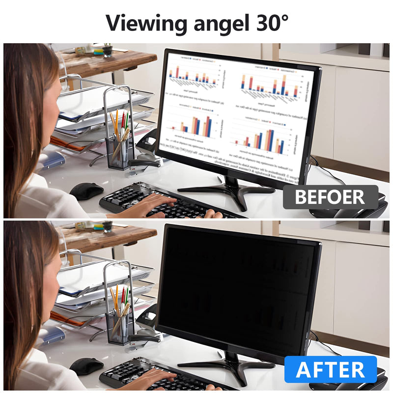 RedANGEL 【2-Pack】 27-Inch Computer Privacy Screen for 16:9 Monitor | Anti-Spy & Anti-Glare | Confidential Data Protection | Scratch Resistant | Easy Install | Clear Front View | Removable [2 Pack] 27''Computer Privacy Screen