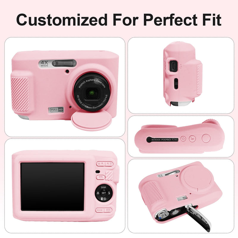 [AUSTRALIA] - Easy Hood Case for Kodak PIXPRO FZ45, Soft Silicone Camera Case with Removable Lens Cover, Lightweight Protective Cover Sleeve, Custom Fit FZ45 Camera (Pink) Pink 