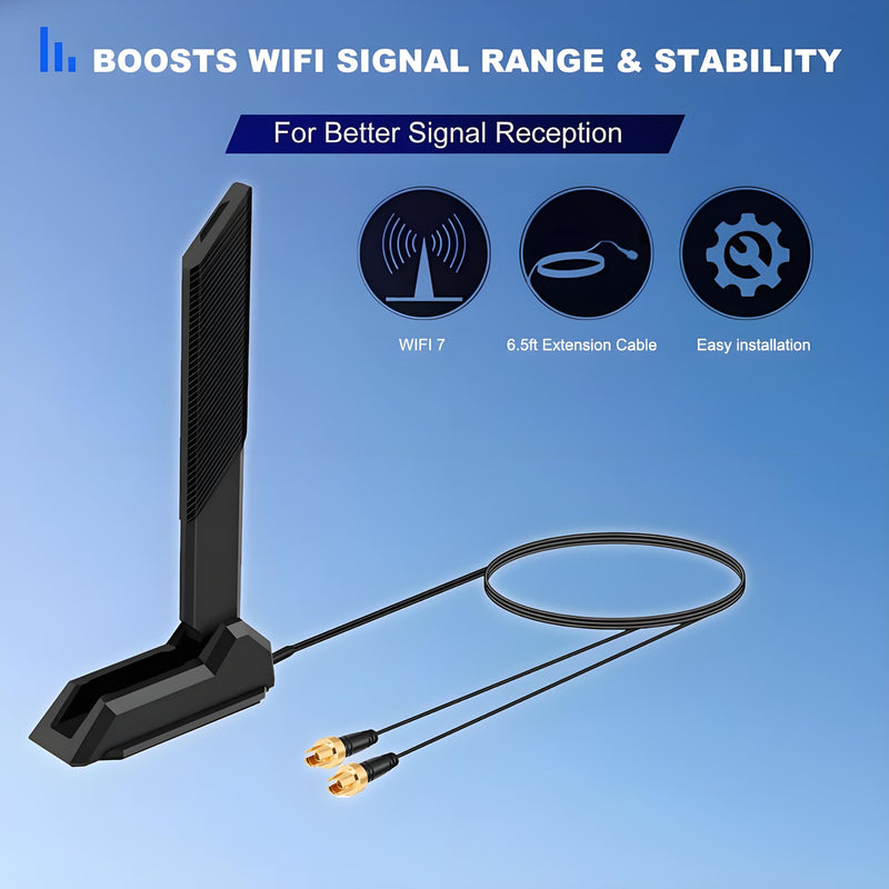 [AUSTRALIA] - WiFi 7 Gaming Motherboard Magnetic Base Replacement Antenna with New Interface (NOT RP-SMA) for ASUS ROG Strix ASUS TUF/ROG Crosshair/Prime/ProArt Series WiFi 7 Gaming Motherboard, Slinkdsco Wifi 7 Antenna 