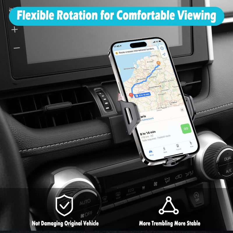 Car Phone Holder Fits for Toyota RAV4 2019-2025 Accessories,Thick Cases Friendly,Cell Phone Mount for 4.7-7 in Phones,360 Degree Rotation,Easy to Install