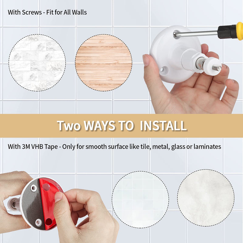 2Pack Adhesive Wall Mount for Ring Stick Up Cam & Ring Indoor Cam(1st Gen), 360 Degree Adjustable Screwless Bracket for Your Ring Surveillance Camera, 2 Ways Installation Without Drilling White