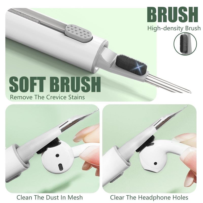 [AUSTRALIA] - Cleaner Kit for AirPods Pro 1 2 3 Earbuds,Multi-Function Cleaning Kit Pen Shape with Soft Brush Flocking Sponge Tool for Bluetooth Earphones Headphones Charging Case,Phone,Camera and Computer(White) White 