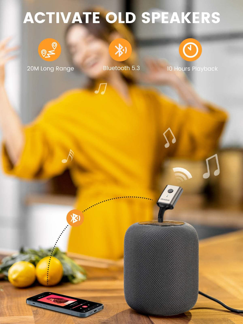 [AUSTRALIA] - MaedHawk Portable Bluetooth 5.3 Wireless Audio Receiver, Rotatable 3.5mm Adapter for Car Home Stereo Speaker Wired Headphones, Hands-Free Calls 
