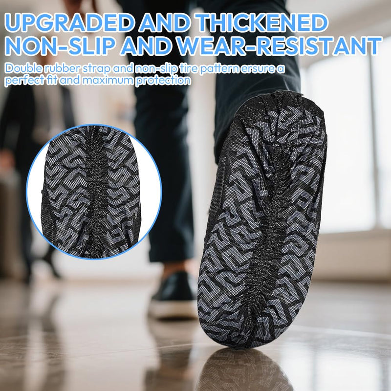 Shoe Covers Black Non-Woven Fabric 100 x Disposable Shoe Covers, Non-Slip Overshoes with Tread Pattern, Durable Shoe Covers, Tear-Resistant & Waterproof for Indoor and Outdoor Use (17 x 45 cm)