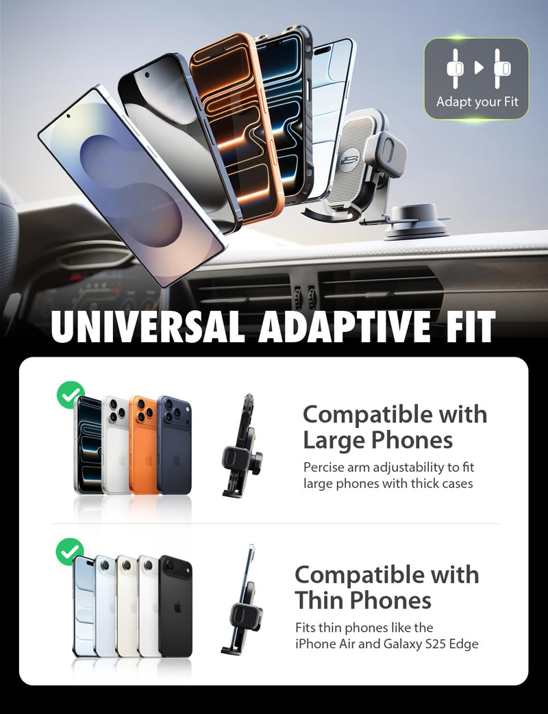 Bracketron TripGrip Pro Tesla Phone Holder, Suction Cup, 360° Rotation | 3-in-1 Tesla phone holder mount with TemperBond suction technology, secure dashboard and windshield installation