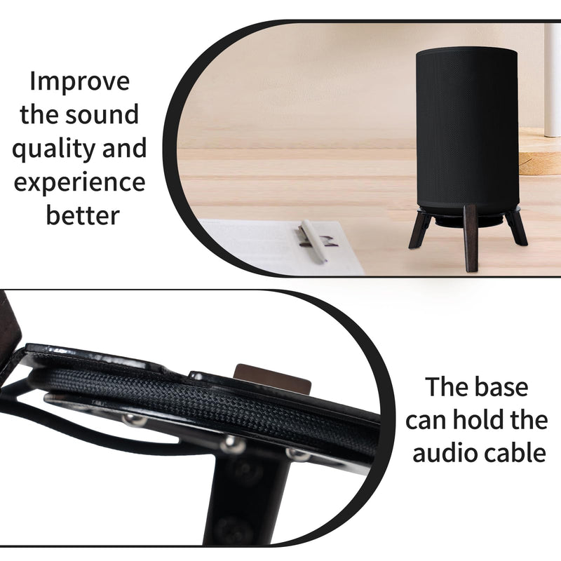 shinar Real Wood Desktop Speaker Stands,Table Desk Stand Compatible for Sonos Era 100 with Cable Management Table Wooden Mount Holder for sonos 100 (Black) Black