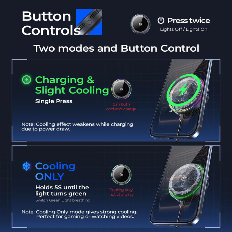 Qi2.2 Magnetic Car Mount Charger【25W Fast Charging+Ice-Cooling】 360° Rotating Fast Wireless Charger Stand with Cooling Fan/LED Light,Vacuum Magnetic Phone Holder Compatible with iPhone 12-17, S26/S25 Stand+Cooling Charging Pad
