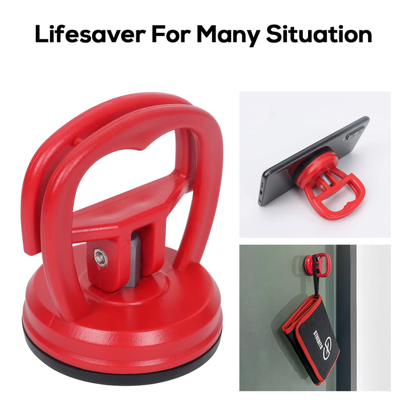 STREBITO Suction Cups Heavy-Duty 2 Pieces Screen Suction Cups Tool for iMac, iPhone, MacBook, iPad, TV, Phone, Laptop, Computer, Tablet, LCD Screen Remover, Small Dent Puller Red