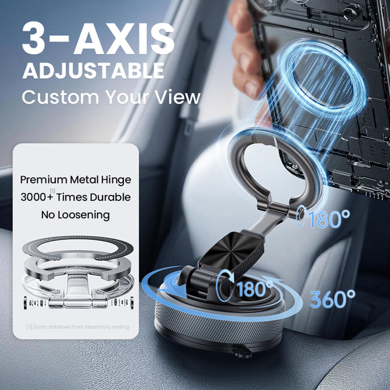 2-IN-1 Magnetic Car Phone Holder for Magsafe Phone Holders for Car-Gray | Vacuum Suction 360°Rotation Detachable Cell Phone Car Mount Compatible with iPhone12-17Series MagSafe Accessories Gray