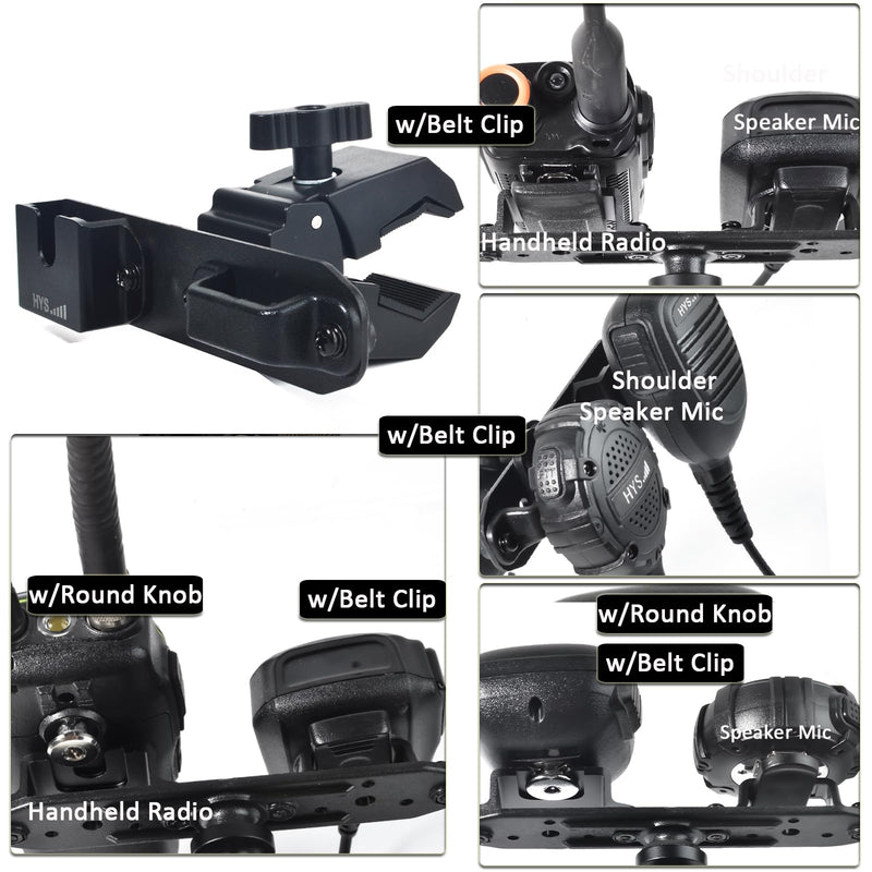 [AUSTRALIA] - HYS Radio & Speaker Mic Clamp Mount Holder - Quick Release for Uniden BC906W Wireless CB Microphone and Speaker, Marine Radio, Walkie Talkie, Police Scanner w/ Belt Clip & Knob Holder Base HYSZ10AL 