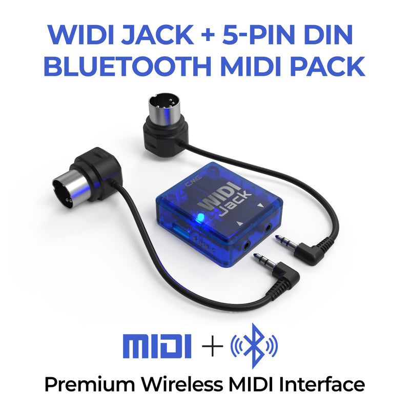 CME WIDI Jack + DIN-5 MIDI Cable Pack - Bluetooth MIDI Interface with 5-PIN DIN MIDI cables Included - Works with all DIN-5 MIDI devices - Wireless MIDI for Synth Keytar Pedalboard Keyboard