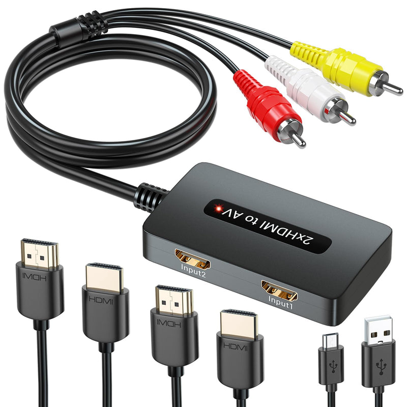 [AUSTRALIA] - Dual Port HDMI to RCA AV Converter, Support 2 Port HDMI in and Select One to Display on Old TV with RCA(Yellow/White/Red), Compatible with PS3/4, DVD, TV Sticks 