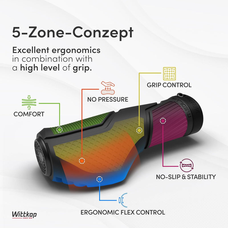 [AUSTRALIA] - Wittkop Bike Grips With Innovative 3-Zone Design Made in Germany - Ergonomic Non-Slip Comfort and EFC Zones for Optimized Grip & Comfort - Handlebar 