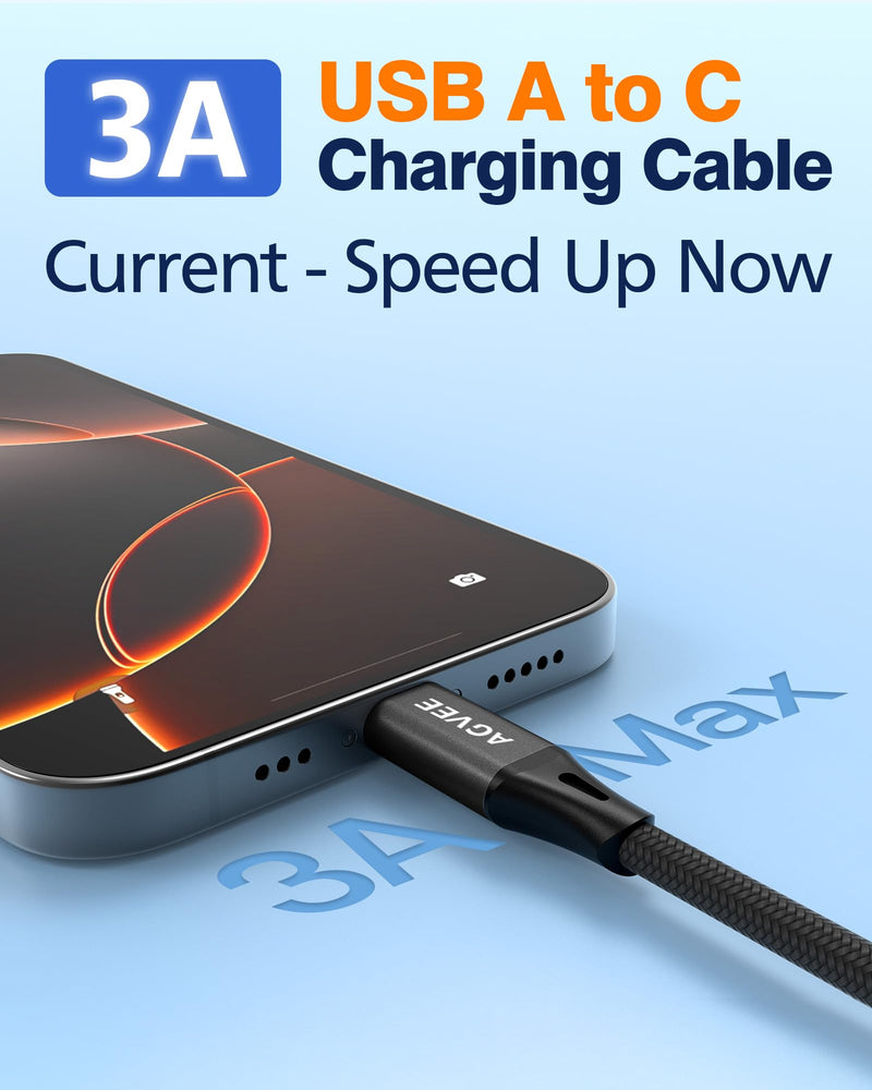 AGVEE 1.5ft Coiled USB-A to USB-C Cable [USB-IF Certified] Carplay | 3A Fast Charger Data Transfer Cord in Car for iPhone 17/16/15, Android Auto, Galaxy S26 S25 S24 S23 S22 S21 S10 S9, Pixel Black A to C