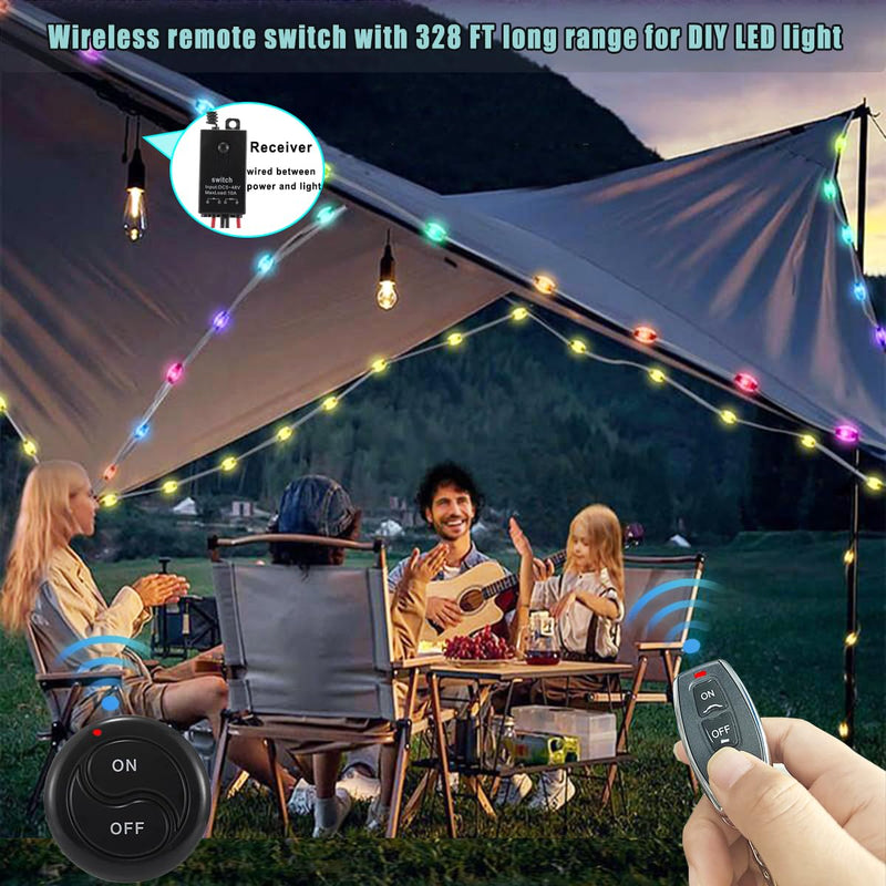 [AUSTRALIA] - dstfuy 12 V Radio Switch, Wireless Light Switch DC 5 V/12 V/24 V/48/10 A Mini Relay Wireless Light Switch Remote Control 328 ft Long Distance for Ceiling Lights, Lamps 5V-48V/10A mini Relais-328FT 