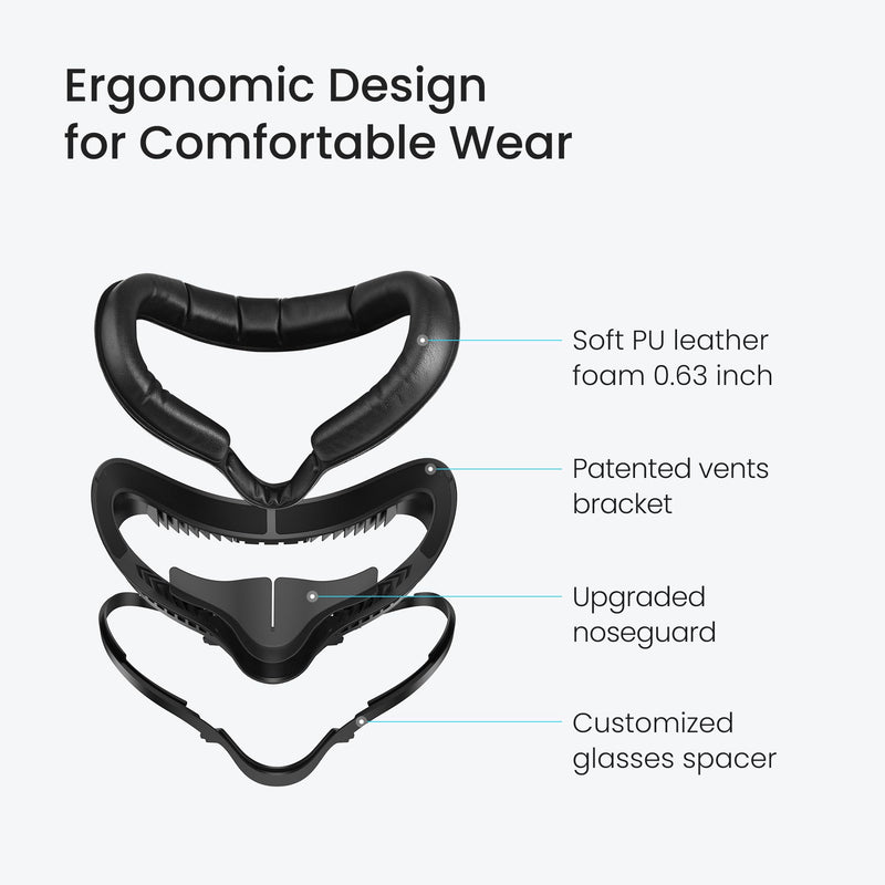 KIWI design Comfort Face Cushion Pad Compatible with Quest 2 Accessories, Breathable Facial Interface and Glasses Spacer