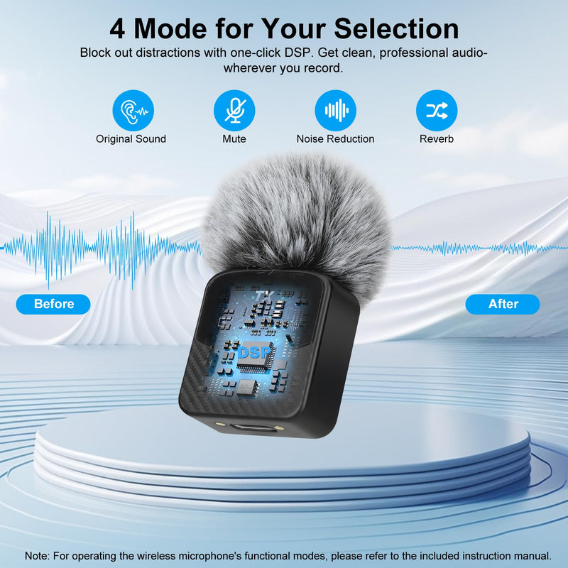 Mini Wireless Lavalier Microphone for iPhone/Android/Tablets,Magnetic Mini Mic with Noise Reduction, 25H Battery Life with Charging Case, Lapel Microphone Wireless for Video Recording Podcast Magnetic Mini Mic
