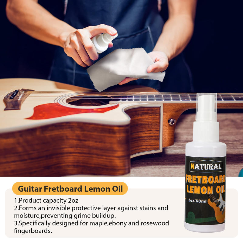 [AUSTRALIA] - 6Pcs Guitar Cleaning Kit - Includes Guitar Polish, Fretboard Oil, String Cleaner, String Winder, Brush, Cleaning Cloth, Guitar Maintenance Kit, for Violin, Piano, Bass, Guitar Players 6 