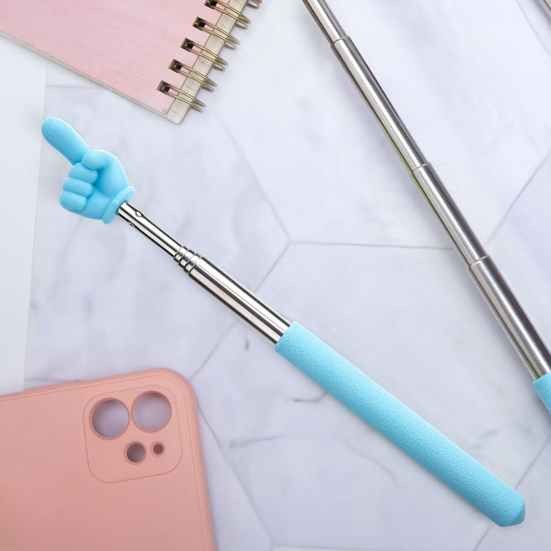 [AUSTRALIA] - PAGOW Retractable Teacher Pointer Stick, Hand Pointer Stick, Student Finger Pointing Stick, Extendable School Supplies for Reading, Classroom (Light Blue, Finger) Finger1, Light Blue 