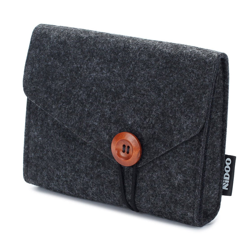 NIDOO Portable Felt Storage Bag, Electronics Accessories Protective Case Pouch for MacBook Power Adapter, Mouse, Cellphone, Cables, SSD, HDD, Power Bank, Portable External Hard Drive, Dark Gray
