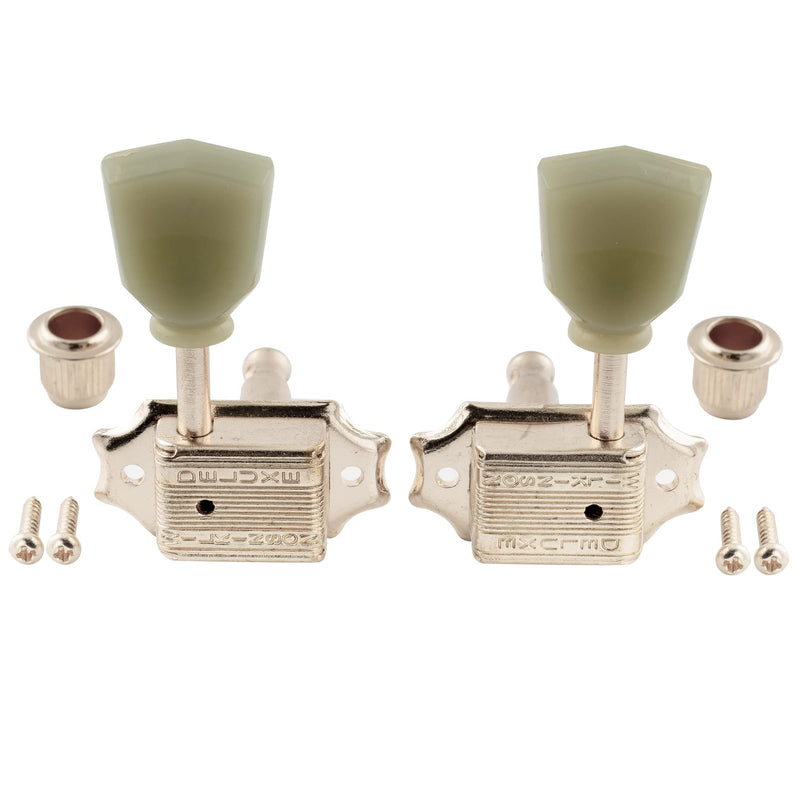 Wilkinson WJ44 3L3R Deluxe Vintage Guitar Tuners Machine Heads Tuning Pegs Keys for USA Epiphone Les Paul LP SG Electric or Acoustic Guitar, Nickel with Keystone Button