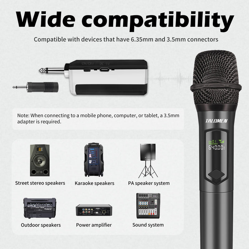 Wireless Microphone,Professional Handheld Cordless Dynamic Mic System with Rechargeable Receiver(160 Ft),Karaoke Microphone Set for Singing,Karaoke,Wedding,DJ,Party,Speech,Church,PA,K60-1 Gray