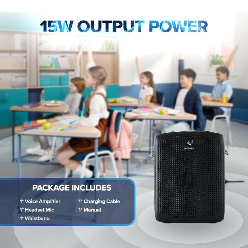 WinBridge Portable Voice Amplifier with Wired Headset Microphone, Small Bluetooth Speaker with Mic,Personal Microphone Speaker for Teachers, Trainers Coaches, Instructors, Tour guides, Public Speakers