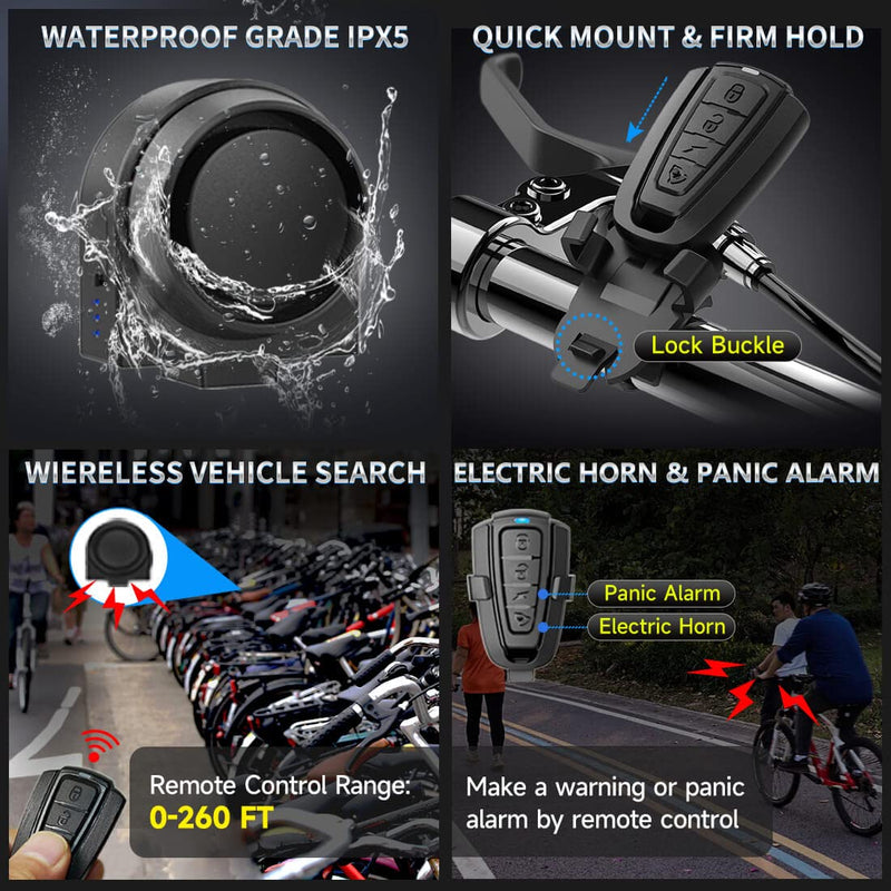 ADONOW Wireless Remote Bike Alarm 2 Pack
