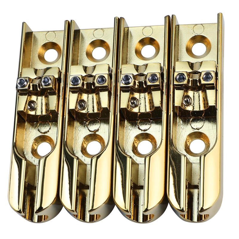Bass Guitar Bridge with Zinc ALloy Saddle Base Individual Single String Fixed Bridge for 4 String Electric Bass Replacement Parts（Gold） 4PCS Gold