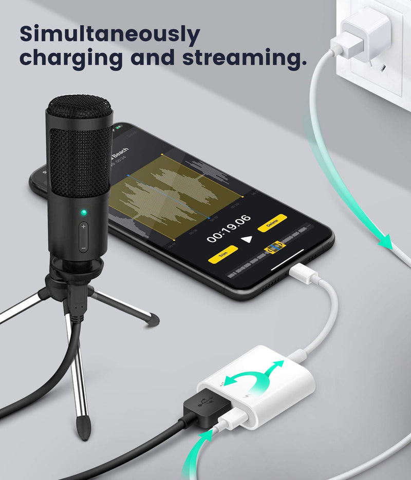 USB Adapter for iPhone/iPad,Fubiaofei LᎥghtnᎥng to USB Female OTG Adpater,USB3 to iPad Adapter with Charging Port,Supports FlashDrives,MIDI,SD Card Reader and Mouse,Plug&Play