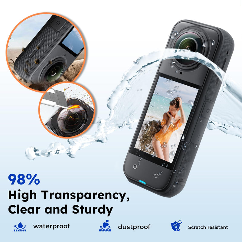 [AUSTRALIA] - JZW-SHOP Premium Lens Guards with 2 Screen Protector Compatible with Insta360 X5, 10H 98% High Transparency Tempered Optical Glass, Scratch-resistant Protective Lens Cover, Insta 360 X5 Accessories kit 