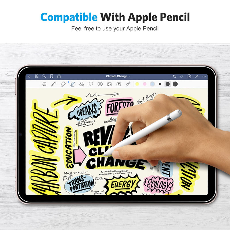 OMOTON [3 Pack] Screen Protector for iPad Mini 6 (6th Generation, 8.3 Inch) - Tempered Glass for iPad Mini 6th Generation 2021, Case Friendly/High Definition/Apple Pencil Compatible