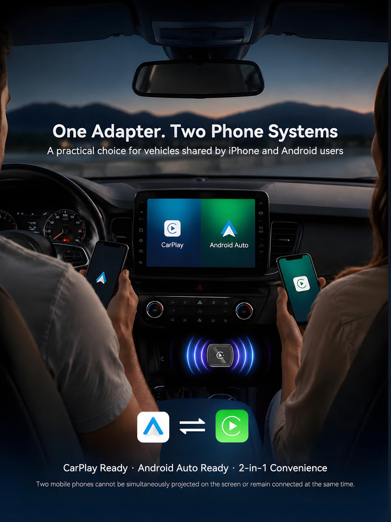 Spedal 2-in-1 Wireless CarPlay Adapter USB-C, Android Auto, 2nd Gen | USB-C & USB-A, Wireless CarPlay & Android Auto, 5.8GHz Wi-Fi, 5s Auto-Reconnect, Compact, Retains OEM Controls, 2016+ Cars