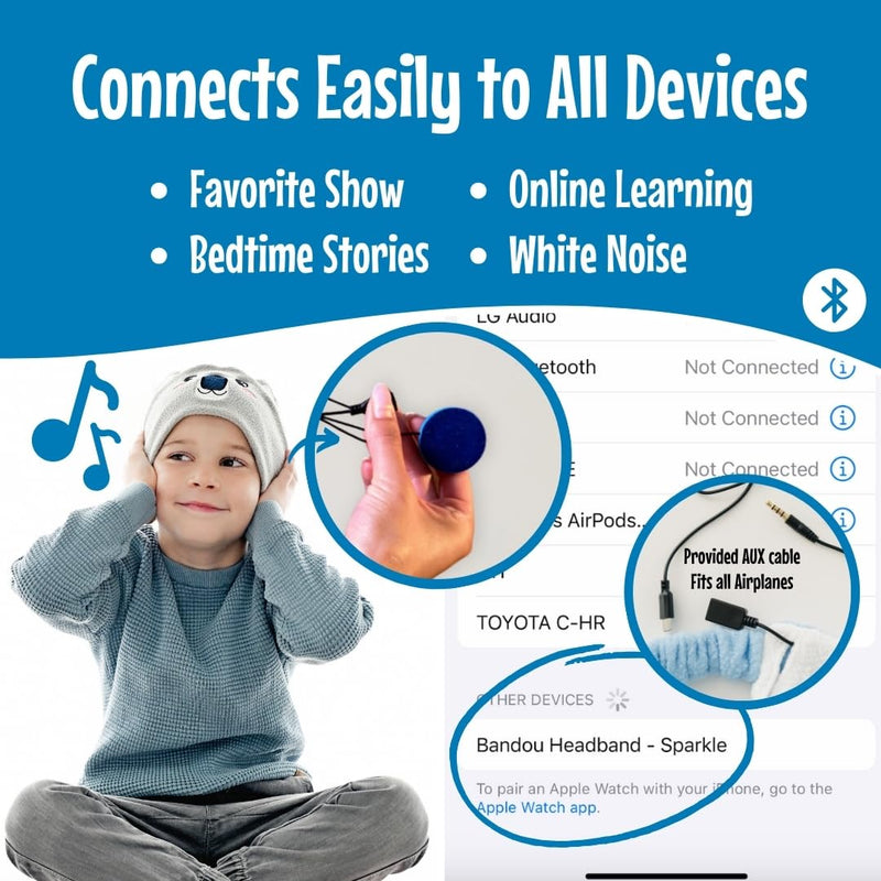 Original Toddler & Kids Headphones - Bluetooth Wireless & Wired Headband - Comfortable Fit - Safe Volume Limited - Adjustable for Travel, Learning, and Sleep (Sparkle The Unicorn) Sparkle The Unicorn