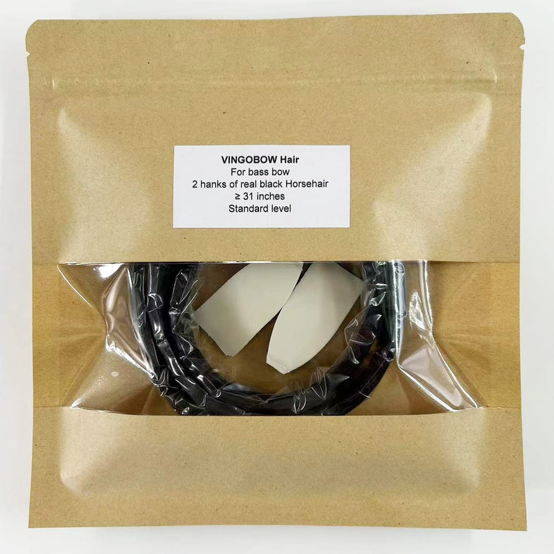2 Hanks Black Mongolian Horse Hair for Bass Bows 31'' Bass Bow Hair Replacement kit