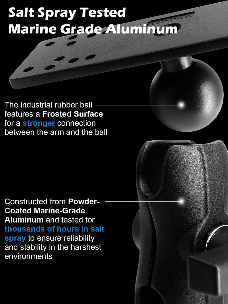 Cast Aluminum C Size 1.5" Short Arm Fish Finder Mount | Universal marine electronic plate with 38mm C size ball. Compatible with Garmin Lowrance and Humminbird