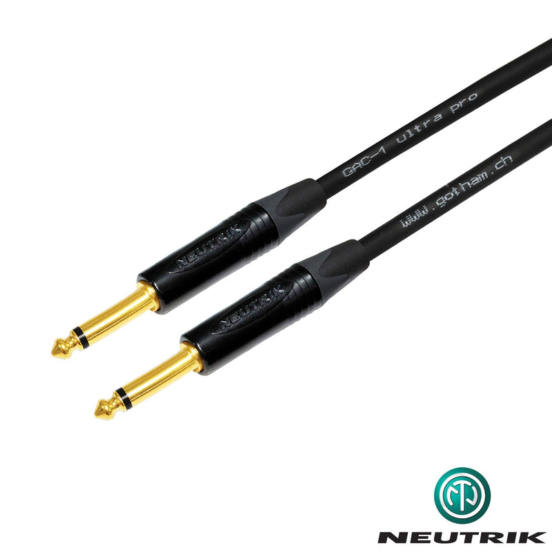 WORLDS BEST CABLES 10 Foot - Gotham GAC-1 Ultra Pro - Premium Low-Cap (21 pf/F) Guitar Bass Instrument Cable – w/Neutrik Gold Straight to Straight ¼ inch (6.35mm) TS Connectors - Custom Made